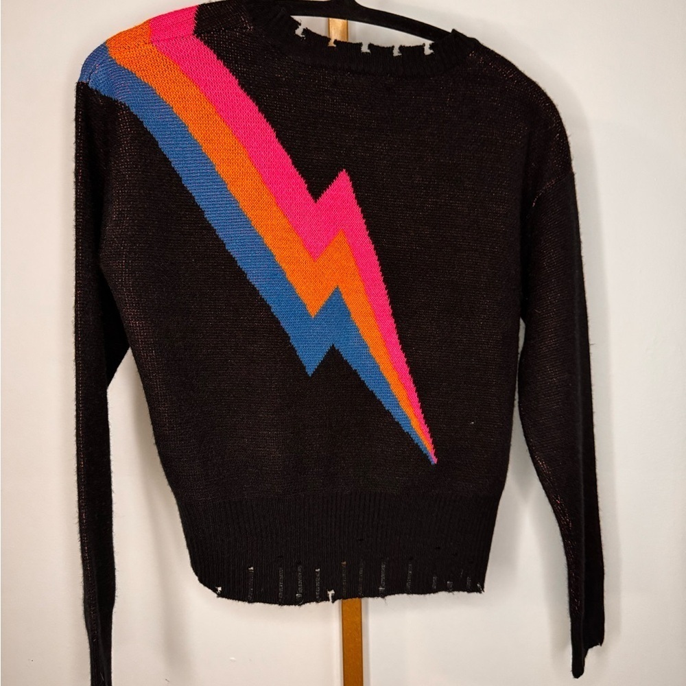 Black Sweater with Multicolor Pattern - Picture 4 of 5